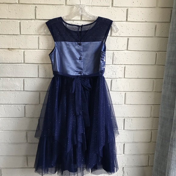 Jona Michelle Blue 2 Pc Fit & Flare Fancy Tulle Dress w/shrug Girl's Size 12 - Picture 4 of 11